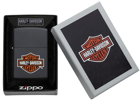 Zippo Harley-Davidson Logo Black Matte Pocket Lighter - Bhawar Store